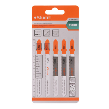 Пилки для лобзика 5шт. по дереву и пластику STURM (арт.5250309) чистый рез 3-30мм *10/50