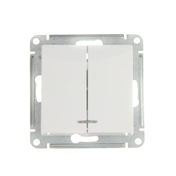 Механизм выключателя "ATLAS DESIGN" 2-кл. белый с подсветкой (сх.5а) 10АХ SchE ATN000153 *1/20