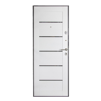 Дверь входная 2050х860х60 мм Двери Гуд М-2 GOODMAN, со стеклом, правая, черный шелк/белый