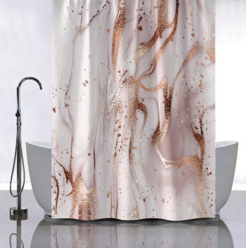 Штора  для ванной "Санакс" п/эстер 180*180см "Бежевый мрамор с золотом"  без колец 01-110 *1/24