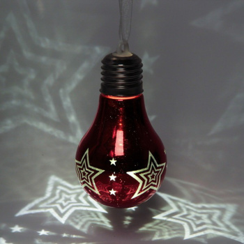 Подвеска ЛАМПА с подсветкой 6*9 см "Звездочка", Красный (подсветка Теплый белый)