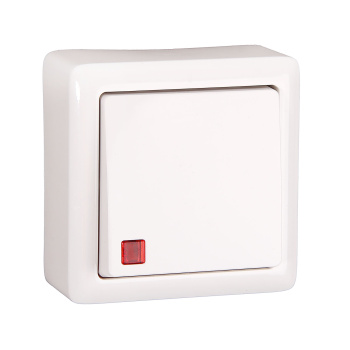 Выключатель "Хит" ОП 1кл. белый с индикатором ВА16-137-б *10/168