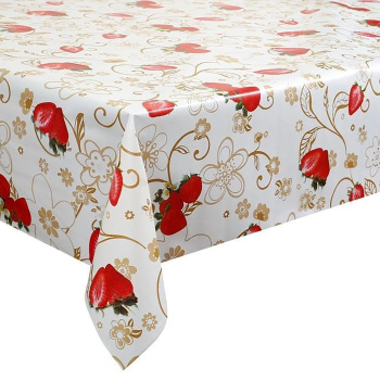 яяяКлеёнка на нетканой основе "Great Way" "Верона" "Клубника на белом" шир.1,37 GW-21197 *30