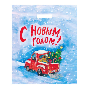 Пакет ПЭ с вырубной ручкой 38х45+3см (50) (Машина с подарками) НГ Артпласт (х50/500)