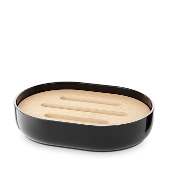 Мыльница "Бамбук" (черный)  пластик М9027  (ЗПИ "Альтернатива") *1/32