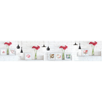 Панель АБС Фотопечать "Красные герберы" (фартук) (3,0*0,6м) *1