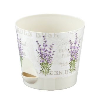 Кашпо пластм. "Ника Деко" 2,7л d верха 180мм h155мм с поддоном, прикорн.полив "Лаванда" М3078*1/16
