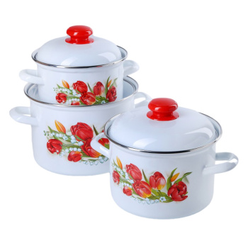 яяяНабор кастрюль эмалированных: 2,0л+3,5л+5,0л рис. "Ласковый май" С-207АП2/4 "Лысьвенс ЭМАЛИ" *1