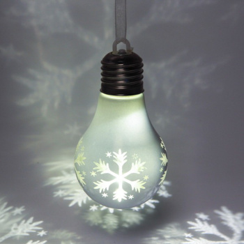 Подвеска ЛАМПА с подсветкой 6*9 см "Снежинка", Белый (подсветка Теплый белый)