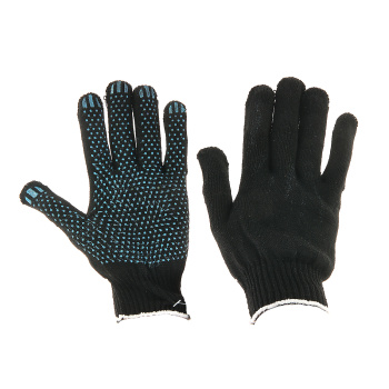 Перчатки ХБ с ПВХ точ 10кл (5 нитей) 50гр черные (арт 593Р) *10/250