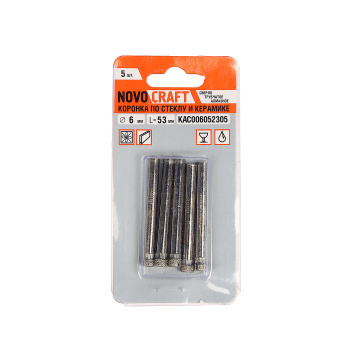 Коронка по стеклу/керамика  6мм алмазная (5шт) (KAC006052305) Novocraft *1/100