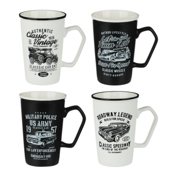 яяяКружка фарфор. 410мл "Ретро" в упак.4 дизайна 806-069 *48