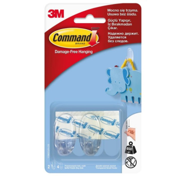 Крючки самоклеящиеся пластм. Малый Овальн.Прозр.Комплект2шт(+2сменн.кл.пол.)17092CLR Command3M™*1/12
