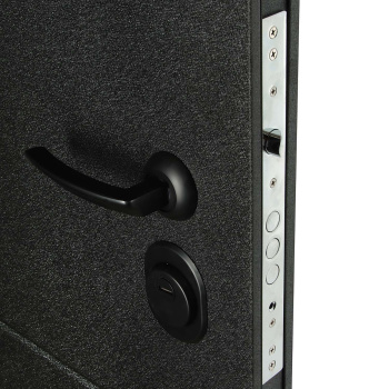 Дверь входная Двери Гуд М-3 GOODMAN, 860х2050х80 мм, со стеклом, левая, черный шелк/белый