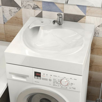 Раковина  Лилия 60 н/стир.машиной, лит. мрамор, V60D1, сигнально-белая (кронштейн в комплекте) *1