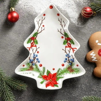 Блюдо сервировочное "Новый год.Пуансеттия" 21х17х2,2 см 6935212