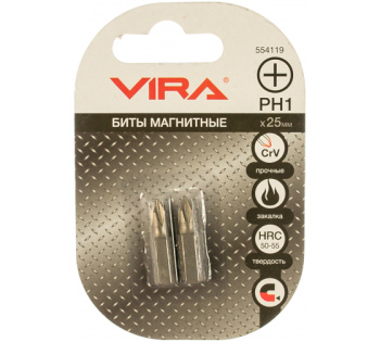 Биты магнитные PH1x25 мм 2 шт. VIRA