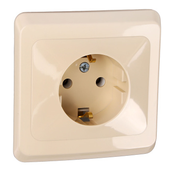 Розетка "Этюд" ОП 1-мест. кремовая евро с з/к РА16-003к *10/17