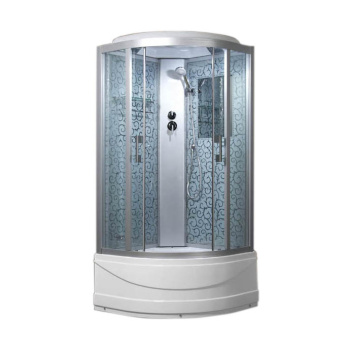 Кабина душевая 90*90*218 М52 поддон высокий стекло прозрачное стенка с рис без электрики VERNER 4уп*