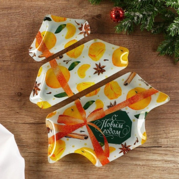 Менажница в форме елки "С Новым годом", 29 х 26 см 7706122