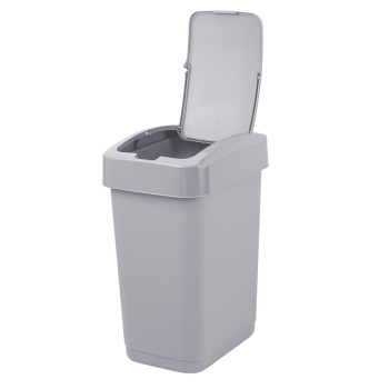 Контейнер д/мусора пластм. с откидной+"плавающей" крышкой 25л "Step" СерыйSC480711025 "Spin Clea"1/4