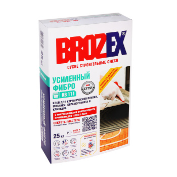 Клей для плитки 25 кг BROZEX Усиленный Фибро KS 111, С1 Т S1 Клей для плитки 25 кг BROZEX Усиленный Фибро KS 111, С1 Т S1