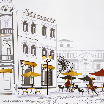 Панель АБС "Уличное кафе" (фартук) (3,0*0,6м) *1