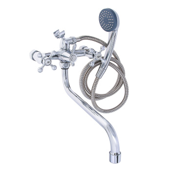 Смеситель для ванны Эверест B22-065, длинный излив, двухвентильный